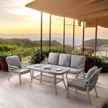 Üçlü Rattan Bahçe Oturma Grubu, Gri Renk, Modern ve Rahat