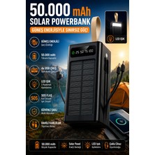 Solar 50.000 Mah Güneş Enerjili LED Işıklı Powerbank Şarj Aleti 4xusb Çıkış Çoklu Şarj Çıkışı Kablo