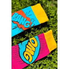 Lou Socks Unisex Sağlı Sollu Bang Pow Desenli Soket Çorap