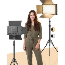 Ensiga Rgb Bataryalı 800 LED Fotoğraf Stüdyo Vlog Röportoj Yayın Çekim Işığı Siyah Tripodlu LED