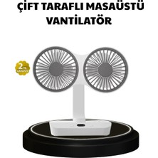 Hobilinka 720° Dönebilen Çift Başlıklı USB Şarjlı Masaüstü Vantilatör – Sessiz ve Güçlü Serinl