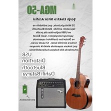 Masif Ağaç Elektro Akustik Gitar Seti 50W Amfi ile