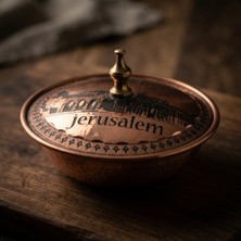 Erol Bakır El Yapımı %100 Bakır Kapaklı Şekerlik / Lokumluk (Jerusalem Desenli)