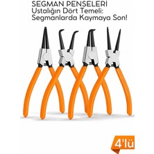 Nextra Profesyonel 4'lü Segman Pensesi Seti | Iç Dış Eğri Düz Uçlu Yaylı Pense Takımı  | 18 cm |