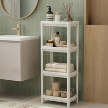 Snippy Puyol - 4 Katlı Hazneli Plastik Raflı Banyo Mutfak Düzenleyici Mutfak Rafı Banyo Salon Raf Ünitesi 102X36X23