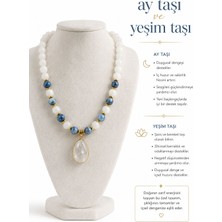 Solare Accessories Ay Taşı ve Yeşim Taşlı Doğal Taş Kolye – Altın Kaplama Damla Uçlu Tasarım Kolye