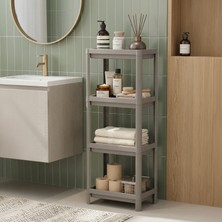 Snippy Puyol - 4 Katlı Hazneli Plastik Raflı Banyo Mutfak Düzenleyici Mutfak Rafı Banyo Salon Raf Ünitesi 102X36X23