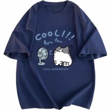 Nigrum Pardus Nıgrum Pardus Cool Fun Fun Baskılı Yuvarlak Yaka %100 Pamuk Büyük Beden Relax Kadın T-Shırt