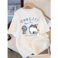 Nigrum Pardus Nıgrum Pardus Cool Fun Fun Baskılı Yuvarlak Yaka %100 Pamuk Büyük Beden Relax Kadın T-Shırt