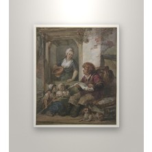 Michu Abraham Van Strij – Fishmonger And Maid At A Door Poster, Figüratif Duvar Tablosu Çerçevesiz