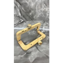 Velanee Krem Mermer Taşlı Ahşap Çanta Bursu 20 cm