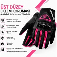 Assa Moto Assamoto Pembe Uzun Kadın Tam Parmak 4 Mevsim Motosiklet Eldiveni EN13594 Ce Sertifikalı