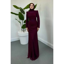 Merven Akyüz Anita Asimetrik Kesim Abiye Mürdüm