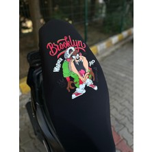 Utku Giyim Baskılı Tüm 50 cc 100 cc 125 cc Scooterlara Uyumlu Motosiklet Sele Kılıfı Siyah Renk