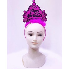 Happy Birthday Neon Fuşya Taç