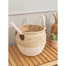 Nomikase Renk Bloklu Hasır Sepet, 23X23X22 Cm, Şık ve Dayanıklı Tasarım