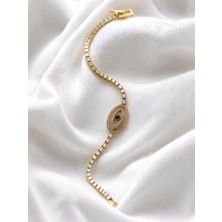 Seyn Accessory Kadın Gold Çelik Kararmaz Nazar Gözlü Su Yolu Bileklik