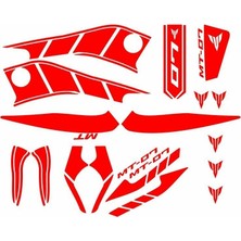 Yamaha MT07 2014 - 2017 Uyumlu Kırmızı Sticker Set