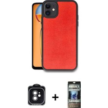 Marsilyan™- iPhone 11 Kılıf Kıvılcım Işık Serisi - Siyah 34D Hayalet Izgaralı Cam + Pvd Metal Kamera Lens - Sh