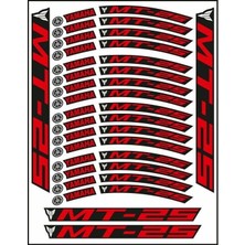 Kırmızı Baskı Yamaha Mt-25 Uyumlu 1 Set Jant Şeridi
