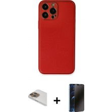 Marsilyan™- iPhone 13 Pro Max Kılıf Yadigar Klasik - Siyah 3D Antistatik Hayalet Cam Ekran Koruyucu + Pers Alüminyum Kamera Lens - Gd