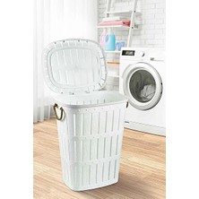 Nomikase Bambu Halatlı Ahşap Görünüm Kirli Çamaşır Sepeti - 62 Litre