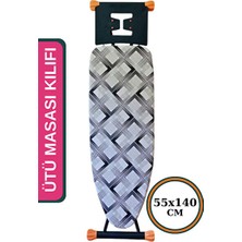 UltraMint Büyük Boy Keçeli ve Ipli Stoperli Ütü Masası Kılıfı, 55X140CM, Koruyucu ve