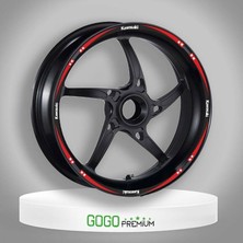 Belirtilmemiş Kırmızı Siyah Kawasaki Uyumlu Reflektörlü 1 Set Jant Şeridi
