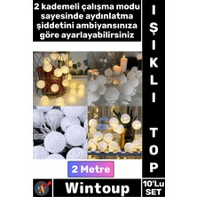 Wintoup #süs Oda Cafe Organizasyon LED Gece Lambası 2 Metre 10'lu Işıklı Şık Beyaz Top Pilli Dekoratif Süs