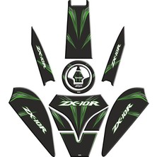 Kawasaki ZX10R Uyumlu Siyah Yeşil Tank Pad Set
