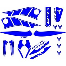 Yamaha MT07 2014 - 2017 Uyumlu Mavi Sticker Set