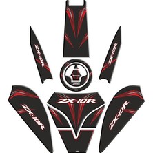 Kawasaki ZX10R Uyumlu Siyah Kırmızı Tank Pad Set