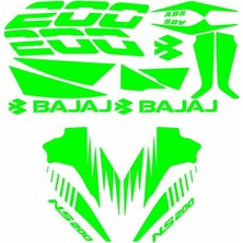 Bajaj Pulsar NS200 Uyumlu Yeşil Sticker Set