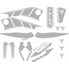 Yamaha MT07 2014 - 2017 Uyumlu Beyaz Sticker Set