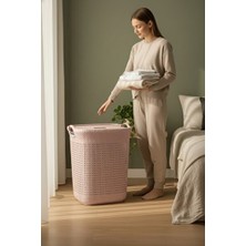 Nomikase Lüks Kapaklı Rattan Desenli Büyük Çamaşır Sepeti, Estetik ve Kullanışlı