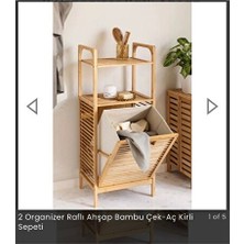 Nomikase Iki Organizer Raflı Ahşap Bambu Çek-Aç Kirli Sepeti, Pratik ve Şık Tasarım
