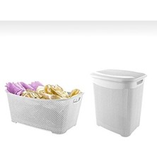 Nomikase Beyaz Damla Desenli Plastik Çamaşır Sepeti, Dayanıklı ve Şık