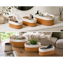 Nomikase Bambu Sepet Seti, Kumaş Alı Çok Amaçlı Düzenleyici Organizer