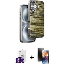 Marsilyan™- iPhone 16 Kılıf Atlas Minimal Özel Seri - Siyah 3D Antistatik Mat Seramik Nano Ekran Koruyucu + Bilvis Titan Kamera Lens - Pe