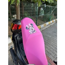 Utku Giyim Mini Mouse Pembe Renk Mini ve Midi Motosiklet Koltuk Sele Kılıfı Likralı Scuba Kumaş