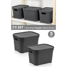 Nomikase Kapaklı Piramit Saklama Kutusu, 2’li Set, 5 Litre, Dekoratif Organizer
