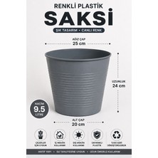 Nexvoria Büyük Boy Plastik Saksı Koyu Gri Renk – Hafif, Dayanıklı ve Dekoratif Saksı 9,5 Litre / 15 Pot Üretim Saksı Set