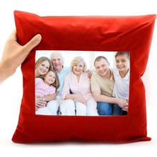 Nobyy Star Kare Kırmızı Süet Yastık (Şeritsiz)