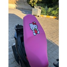 Utku Giyim Hello Kıty Pembe Renk Mini ve Midi Motosikletkoltuk Sele Kılıfı Likralı Scuba Kumaş