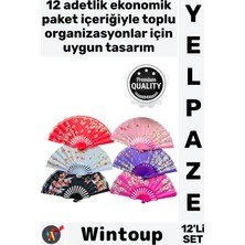 Wintoup #yelpaze Kalite Katlanabilir El Tipi Kına Düğün Organizasyon Plastik Kumaş Şık Renkli Yelpaze 12'li