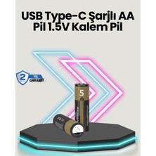 Elivora Yüksek Performanslı Aa USB Şarjlı Lityum Pil | 1.5V Sabit Güç | 2’li Paket