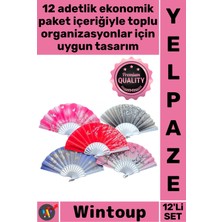 Wintoup #yelpaze Kalite Katlanabilir El Tipi Kına Düğün Organizasyon Şık Plastik Kumaş Renkli Yelpaze 12'li