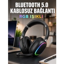 Elivora Bluetooth 5.0 Kablosuz Kulak Üstü Kulaklık Mikrofonlu Rgb Aydınlatmalı