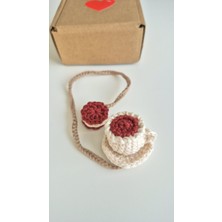 Amigurumi Örgü Türk Kahvesi ve Bisküvi Tasarım Kitap Ayracı  kadercakil