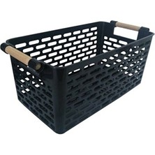 Nomikase Siyah Ahşap Renk Plastik Organizer Sepetleri, Düzenli ve Şık Saklama